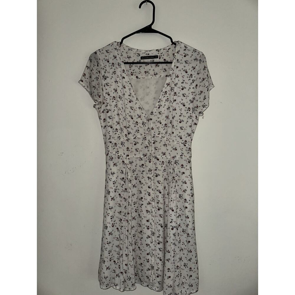 Abercrombie & Fitch Dress Womens XS White Red Floral Short Sleeve Button Front